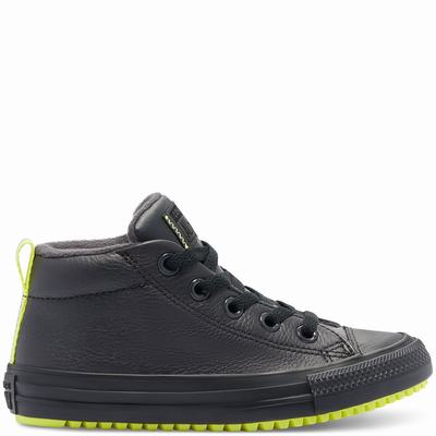 Gyerek Converse Leather & Reflective Chuck Taylor All Star Street Boot Bakancs CO6531729 Fekete/Citr